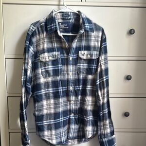 American Eagle Outfitters Navy and White Plaid Shirt